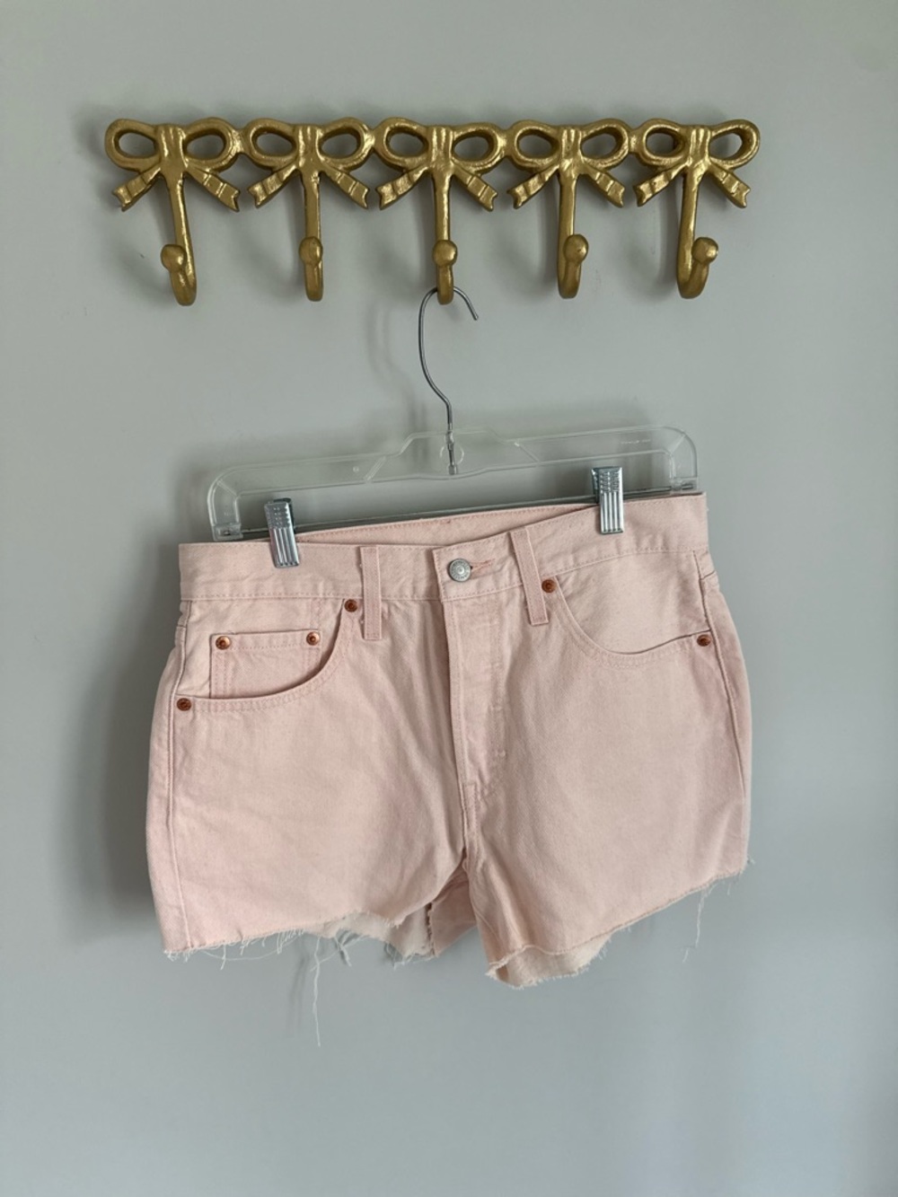 Levi's Pale Pink Denim Cutoff Shorts Natural dye